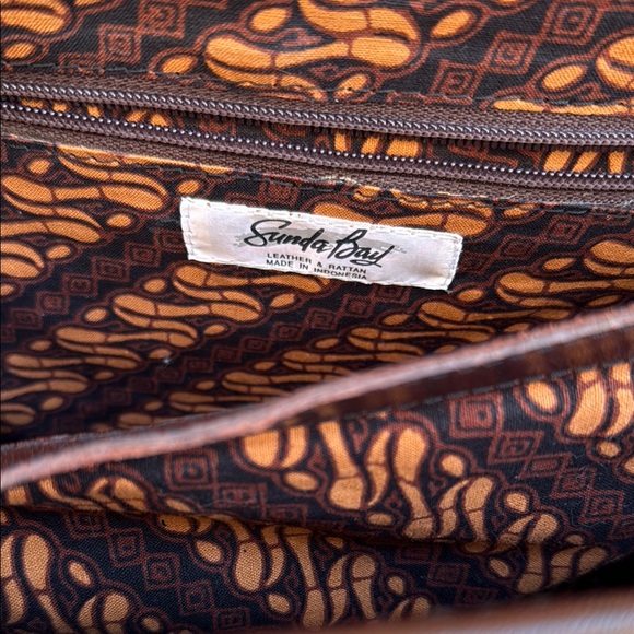 Vintage Brown Leather + Rattan Briefcase - Picture 6 of 12